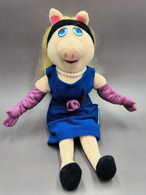 Miss Piggy Plush Beanbag Doll Muppets Sababa Toy Pearls Gloves 9 inch